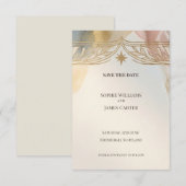 Zachte Gouden Bloemen Bewaar De Datum Save The Date (Voorkant / Achterkant)