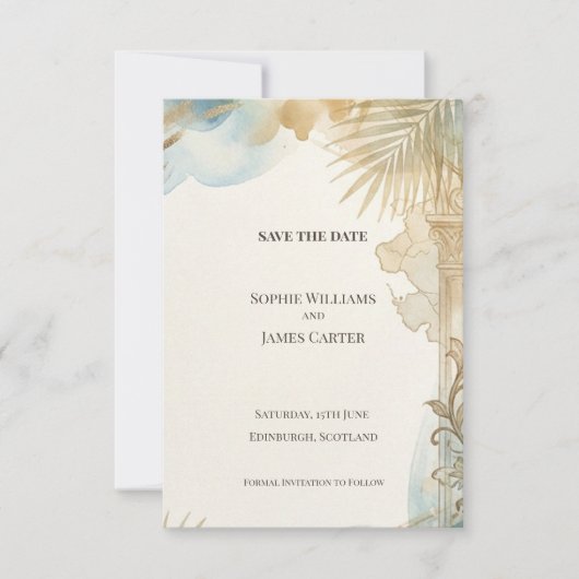 Zachte Gouden Botanische Save The Date Kaart (Voorkant)