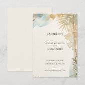 Zachte Gouden Botanische Save The Date Kaart (Voorkant / Achterkant)