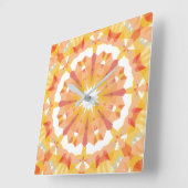 Zachte Gouden Gele Pastel Roze Ster Eclectische Fu Vierkante Klok (Hoek)