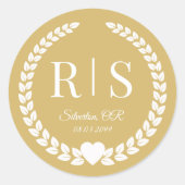 Zachte Gouden Trouw Monogram Beginletters Ronde Sticker (Voorkant)