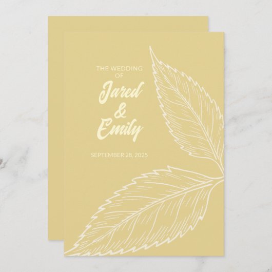 Zachte Gouden Trouwkaart met Platte Groet Bedankkaart (Voorkant / Achterkant)