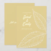 Zachte Gouden Trouwkaart met Vlakke Ontwerp Bedankkaart (Voorkant / Achterkant)