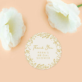 Zachte Gouden Tuin Bloemige Bruiloft Dank Je Wel Ronde Sticker