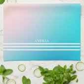 Zachte gradiënt iriserende achtergrond witte strep theedoek (Gevouwen)