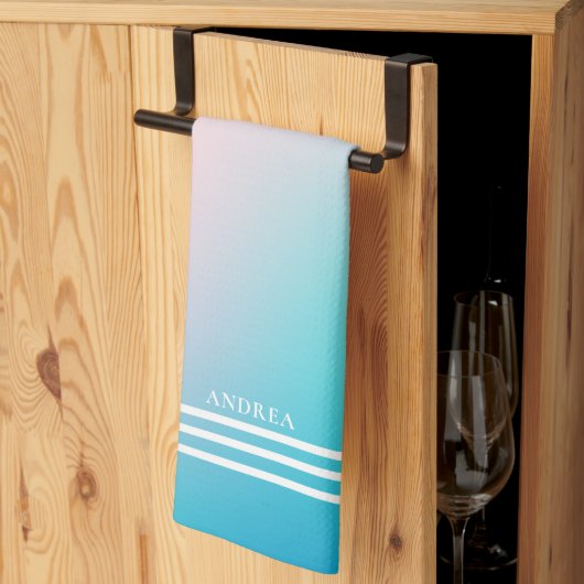 Zachte gradiënt iriserende achtergrond witte strep theedoek (Derde Gevouwen)