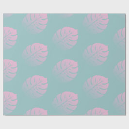 Zachte Gradient Monstera Tropical Leaf Patroon Bla Cadeaupapier
