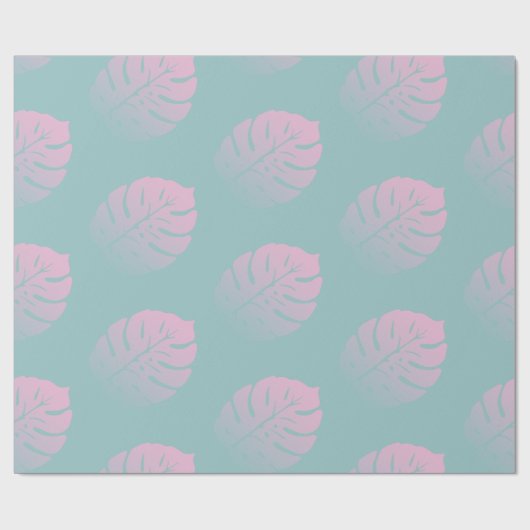 Zachte Gradient Monstera Tropical Leaf Patroon Bla Cadeaupapier (Vlak)