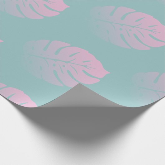 Zachte Gradient Monstera Tropical Leaf Patroon Bla Cadeaupapier (Hoek)