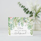 Zachte Greenery Bridesmaid-Kaart Briefkaart (Staand voorkant)