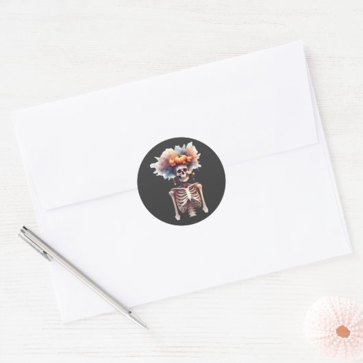 Zachte griezelige Halloween sticker – Skelet (Envelop)