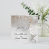 Zachte grijs en glittering Gold Modern Weddenschap Kaart (Staand voorkant)
