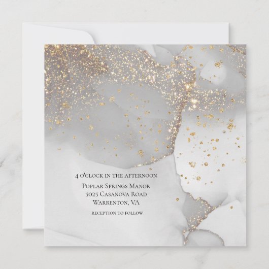 Zachte grijs en glittering Gold Modern Weddenschap Kaart (Achterkant)