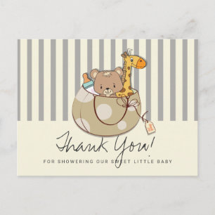 Zachte Grijze Baby Dieren Baby Shower Bedankt Briefkaart