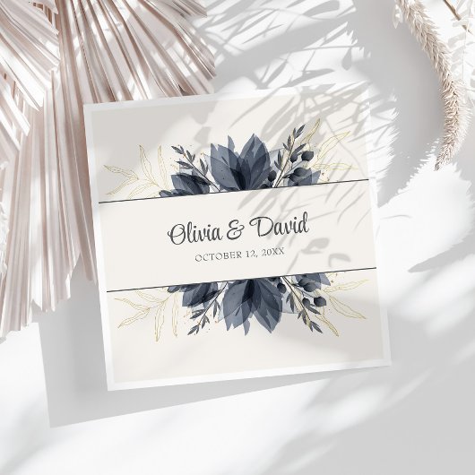 Zachte grijze bloemen bruiloft servetten