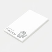 Zachte grijze cartoon kattennaam post-it® notes (Schuin)