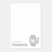 Zachte grijze cartoon kattennaam post-it® notes (Voorkant)