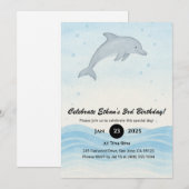 Zachte grijze dolfijn Minimal Ocean Birthday Kaart (Voorkant / Achterkant)