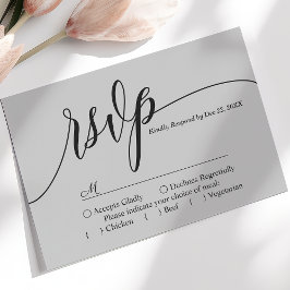 Zachte Grijze Eenvoudige Script Trouw-Huwelijk RSV RSVP Kaartje