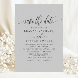 Zachte Grijze Elegante Calligrafie Save The Date