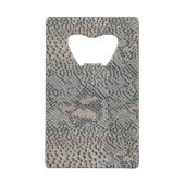 Zachte grijze en roze slangenhuid creditkaart flessenopener (Voorkant)