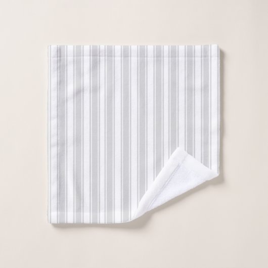 Zachte Grijze en Witte Ticking Streep Bad Handdoek (Wasdoekje)