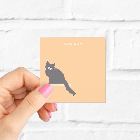 Zachte Grijze Kattennotities met Naam Post-it® Notes