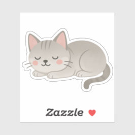 Zachte Grijze Lapjeskat - Slaande Tekenfilmkat Sticker