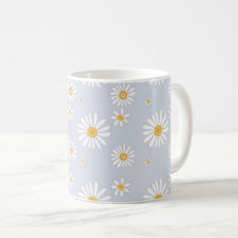 Zachte Grijze Madeliefjes Bloempatroon Koffiemok