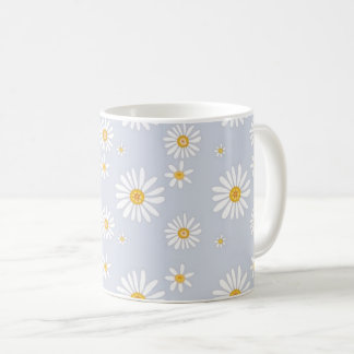 Zachte Grijze Madeliefjes Bloempatroon Koffiemok