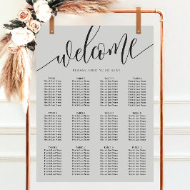 Zachte Grijze Minimalistische Trouwstoelindeling Poster