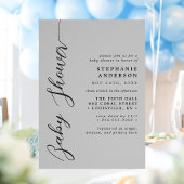 Zachte Grijze Moderne Script Baby Shower  Kaart