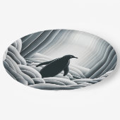 Zachte Grijze Pinguïn Booggolven in Art Deco Papieren Bordje (Gekanteld)