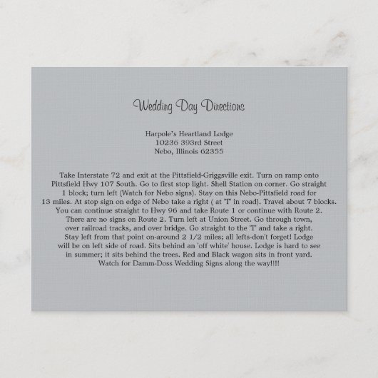 Zachte grijze richting informatiekaartje (Voorkant)