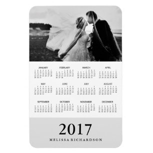 Zachte grijze streep   Elegante fotokalender 2017 Magneet