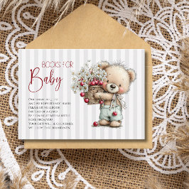 Zachte grijze teddy madeliefje baby shower boeken informatiekaartje