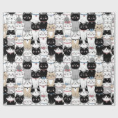 Zachte Grille Kat Patroon Cadeaupapier (Vlak)