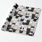 Zachte Grille Kat Patroon Cadeaupapier (Uitgerold)
