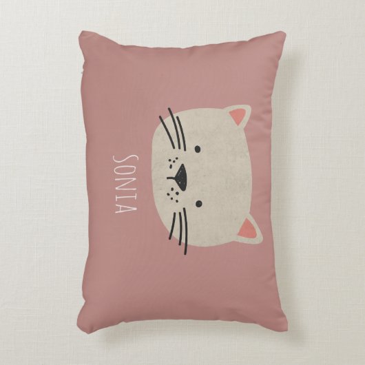 Zachte Grilleuze Kattengezicht Accent Kussen (Voorkant(Verticaal))