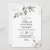 Zachte Groene Aquarel Blad & Bloem | Goud Kaart (Voorkant)