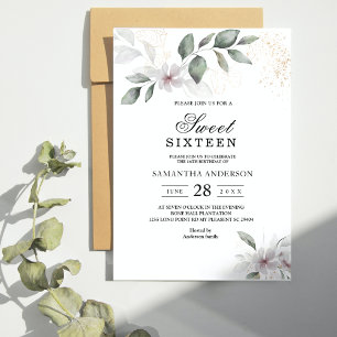 Zachte Groene Aquarel Blad & Bloem Goud Kaart