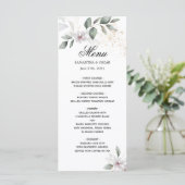 Zachte Groene Aquarel Blad & Bloem | Goud Menu (Staand voorkant)