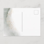 Zachte Groene Aquarel Blad & Bloem | Goud Uitnodiging Briefkaart (Achterkant)