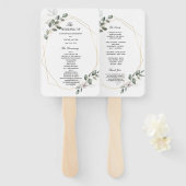 Zachte Groene Aquarel Blad Frame & Bloem Handwaaier (Voorkant en achterkant)