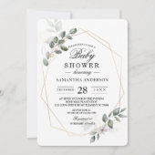 Zachte Groene Aquarel Blad Frame & Bloem Kaart (Voorkant)