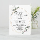 Zachte Groene Aquarel Blad Frame & Bloem Kaart (Staand voorkant)