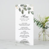 Zachte Groene Aquarel Blad | Goudstof | Menu (Staand voorkant)