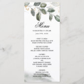 Zachte Groene Aquarel Blad | Goudstof | Menu (Voorkant)