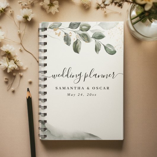 Zachte Groene Aquarel Blad | Goudstof Planner