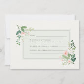Zachte groene aquarel Bloemige RSVP-reactiekaart Kaart (Achterkant)
